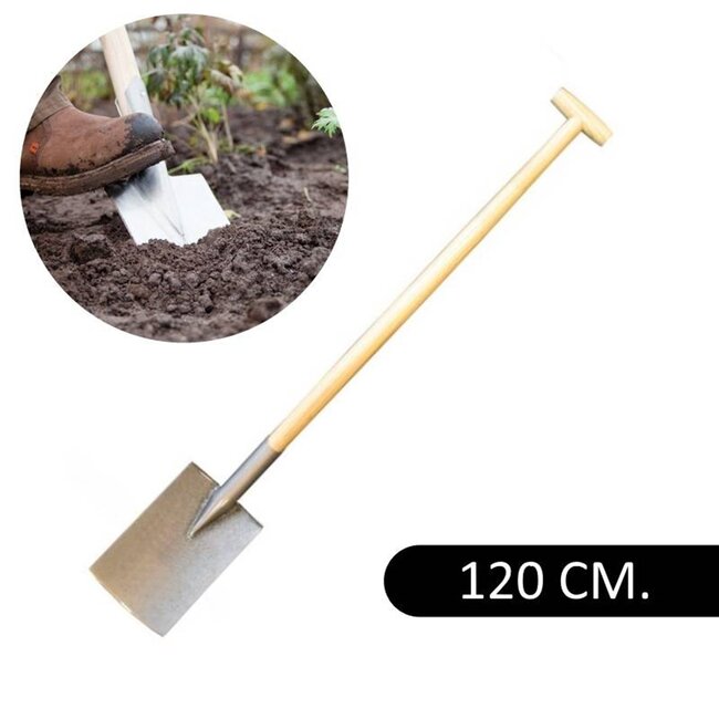 Benson Spade met houten steel - gehard staal - T-handgreep - 120 cm