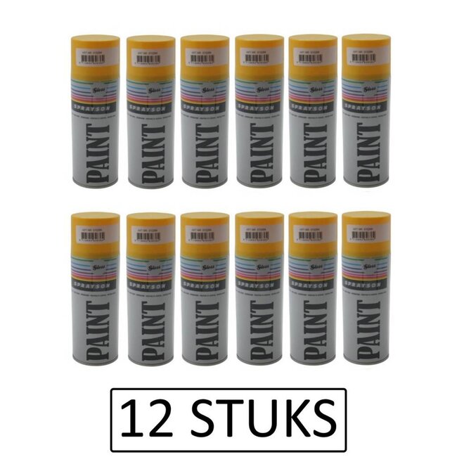 Sprayson Hoogglans gele spuitlak - 400 ml - 12 stuks - veelzijdig gebruik