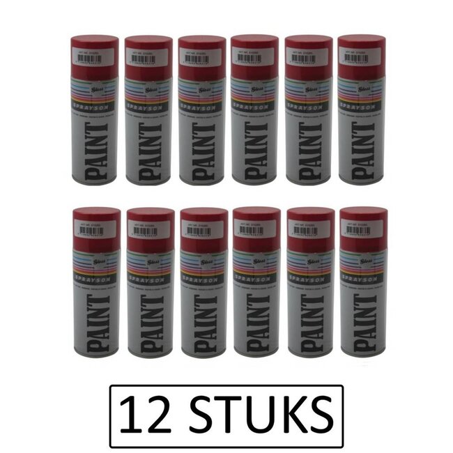 Sprayson Hoogglans rode spuitlak - 400 ml - 12 stuks - veelzijdig gebruik