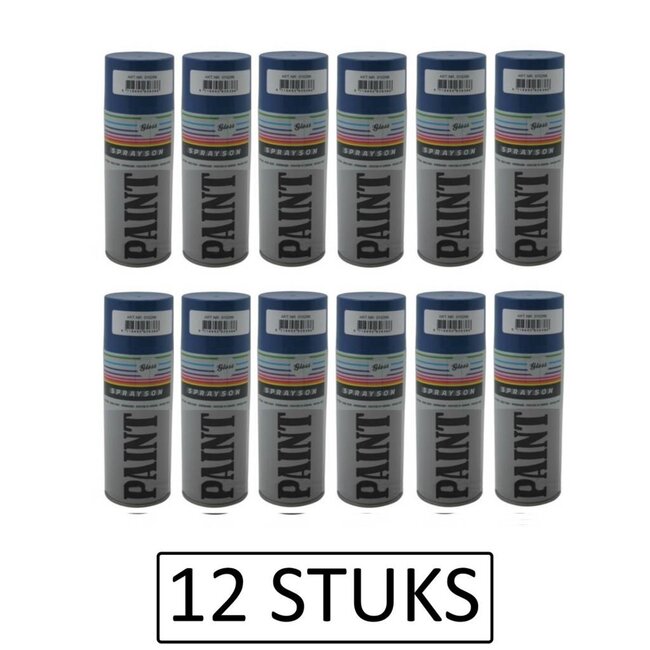 Sprayson Hoogglans blauwe spuitlak - 400 ml - 12 stuks - veelzijdig gebruik