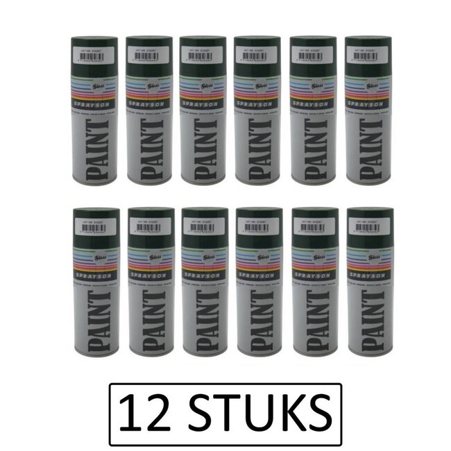 Sprayson Verf spuitbus - hoogglans zwart - nitro combilak - 400 ml - 12 stuks