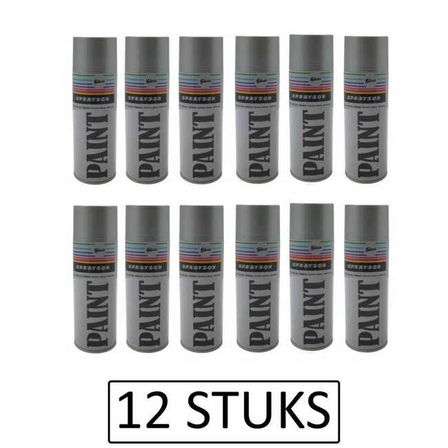 Sprayson Zilveren spuitlak - 400 ml - 12 stuks - veelzijdige toepassing - snelle afwerking
