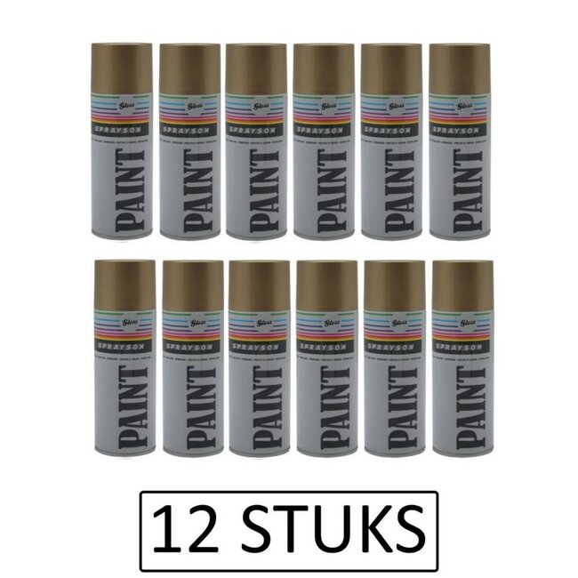 Sprayson Goudkleurige spuitlak - 400 ml - 12 stuks - veelzijdig gebruik - duurzame afwerking