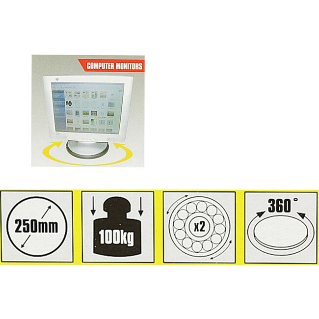 Benson Draaiplateau voor tv en speaker - zwart - Ø 25 cm - belastbaar tot 100 kg