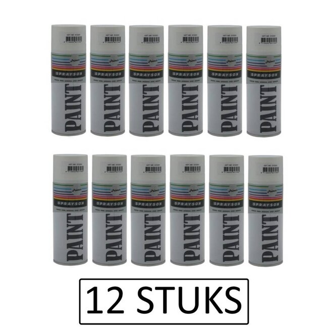 Benson Witte primer spuitbus - hoge dek- en vulkracht - 400 ml - 12 stuks