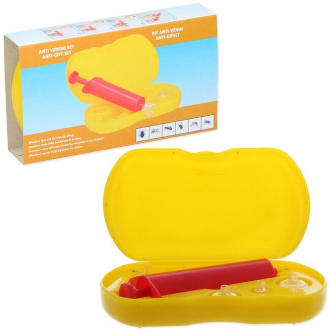 Lifetime Antigifspuit set - Beten & steken - Vacuümpomp - 6-delig - Rood/geel