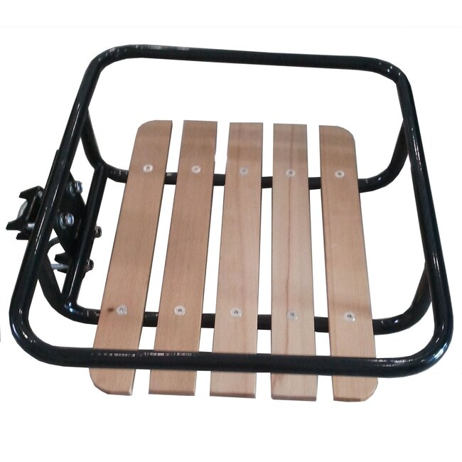 Benson Stalen fietsvoordrager - Houten steun - 24-28 inch - Zwart - Inclusief montagemateriaal