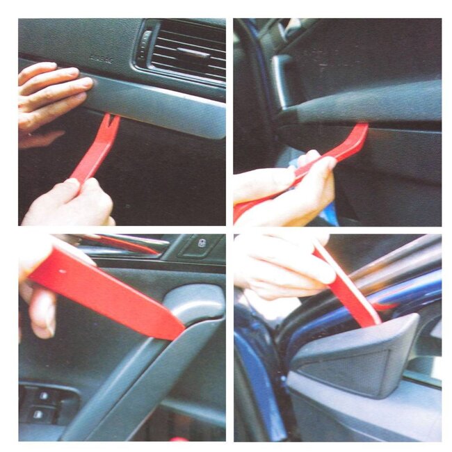 Hofftech Universele auto-interieur demontageset - 11-delig - Inclusief opbergtas - Rood/zwart