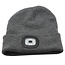 Benson Warme muts met LED-verlichting - grijs - veilig en stijlvol - verstelbare lichtsterkte