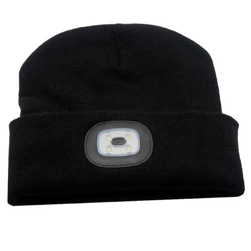 Benson Warme Muts met LED Verlichting - Zwart - Hip en Veilig Benson Warme Muts met LED Verlichting - Zwart - Hip en Veilig