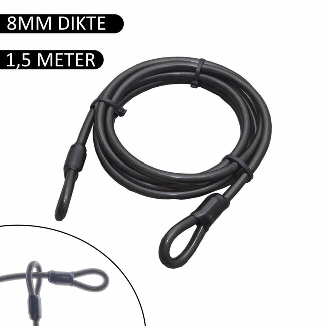 Stahlex Staalkabel met lussen - 1.5 meter - 8 mm dik - Geplastificeerd - Extra sterk en duurzaam