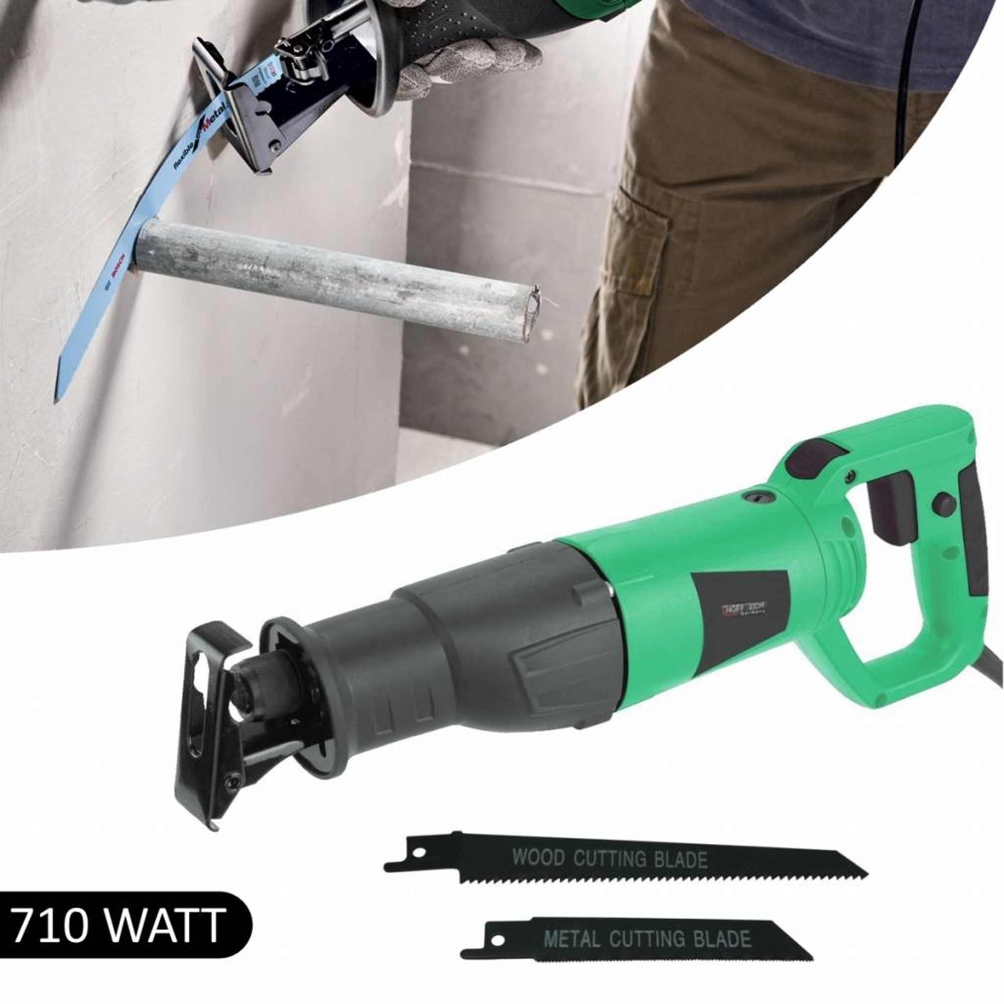 Hofftech Reciprozaag 115mm 710 Watt. 220 Volt met Extra Zagen kopen