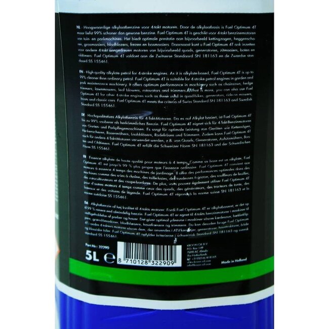 Kroon Alkylaatbenzine voor 4-takt motoren - 5 liter - Milieuvriendelijk en rookvrij