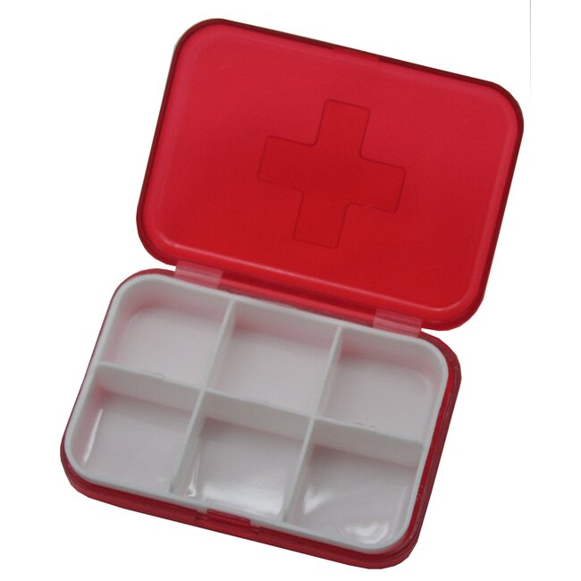 Benson Compacte pillendoos - 6 vakjes - lichtgewicht - transparant deksel - duurzaam kunststof