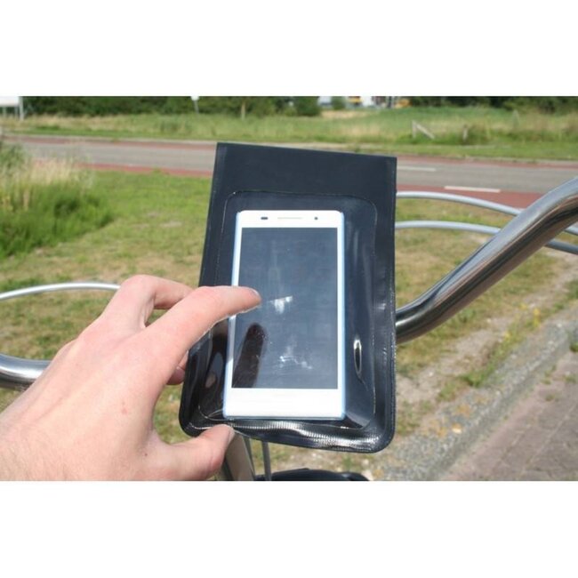 Benson Waterdichte telefoonhouder voor fiets - klittenbandsluiting - geschikt voor sturen tot 30 mm - 190x110 mm