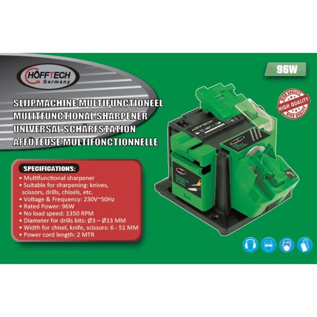 Hofftech Multifunctionele slijpmachine - Voor messen, scharen, boren en beitels - 96W - 1350 RPM