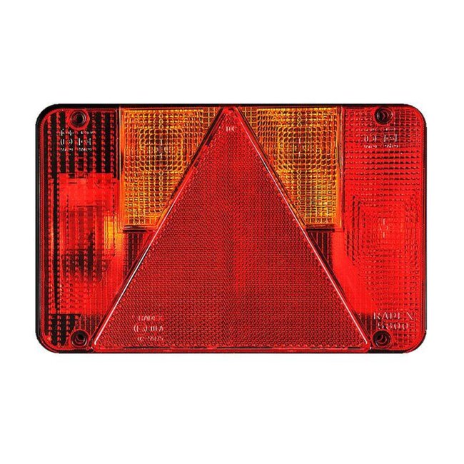 Benson Caravan achterlicht links - 5 functies - compleet met lampen en bevestigingsmateriaal - 220 x 140 mm - rood