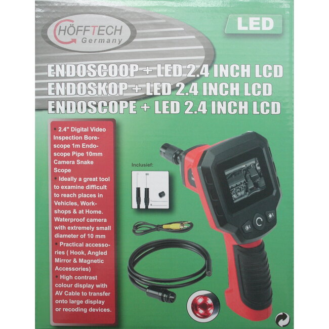 Hofftech Inspectiecamera - Endoscoop LED - 2.4 inch LCD - 100 cm zwanenhals - Waterdicht