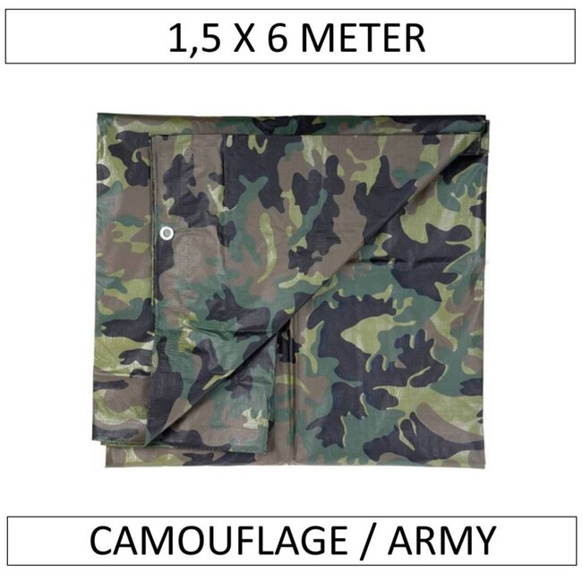 Benson Camouflage afdekzeil - verstevigde hoeken - UV-bestendig - 1,5 x 6 meter - 9 m²