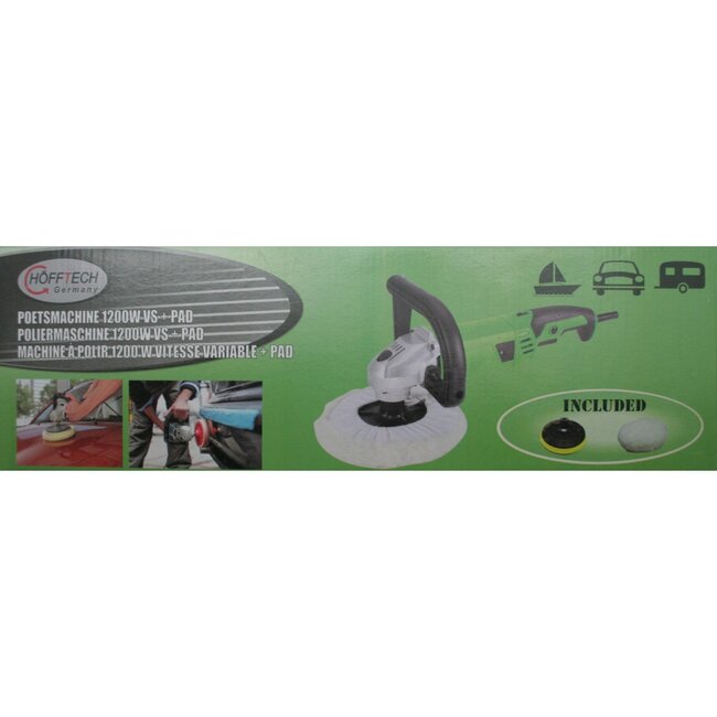 Hofftech Haakse poetsmachine - 1200W - 180 mm - variabele snelheid - ergonomisch ontwerp
