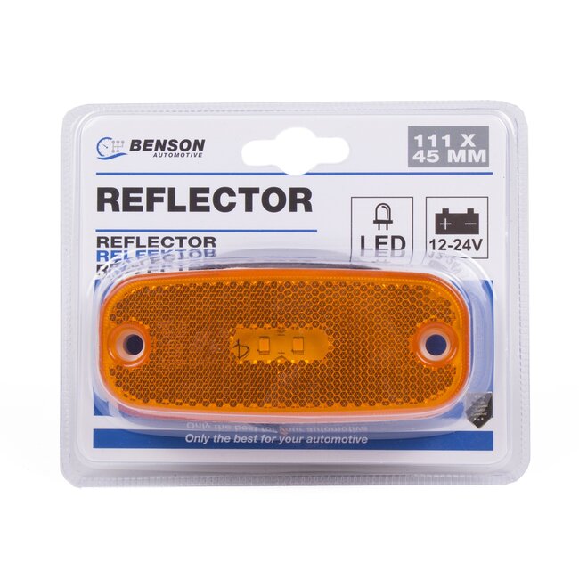 Benson LED zijmarkering - reflector - oranje - 111 x 45 mm - 12-24V