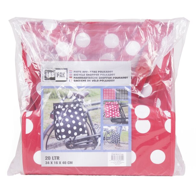 Lastpak Fiets afpaktas - Polkadot rood - 20 liter - Multifunctioneel