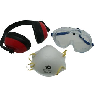 Hofftech Veiligheidsbril - Gehoorbeschermer en Stofmasker - CE Keur - 3 delige Set