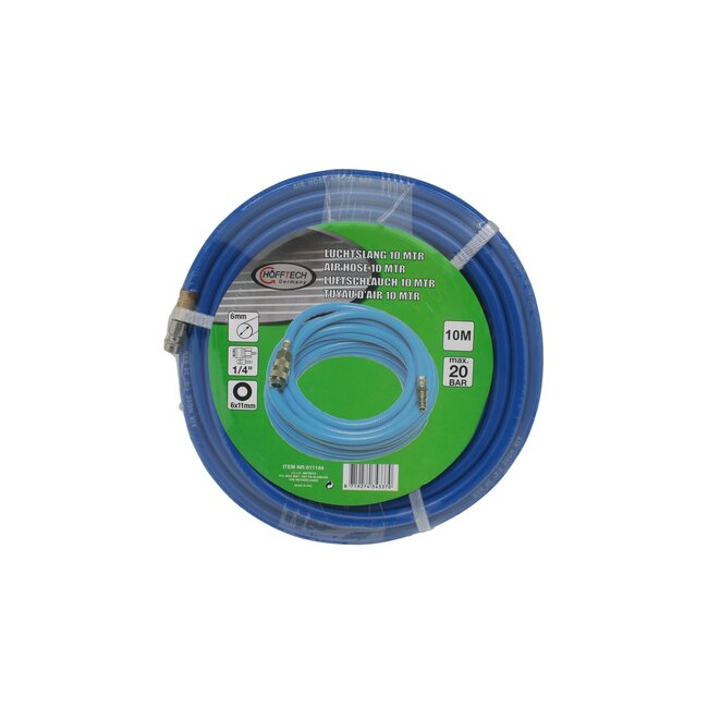 Hofftech Compressor luchtslang set - textiel versterkt - 10 meter - blauw - 20 bar werkdruk