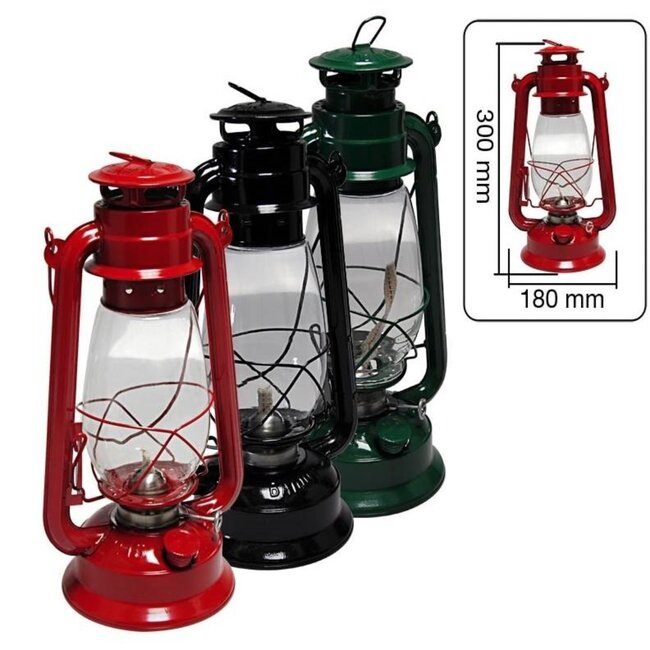 Hofftech Klassieke stormlantaarn - hittebestendig glas - zilverkleurig - 30 cm