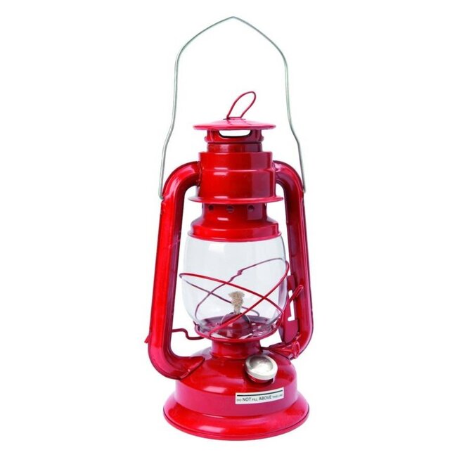 Hofftech Klassieke stormlantaarn - hittebestendig glas - 30 cm - rood