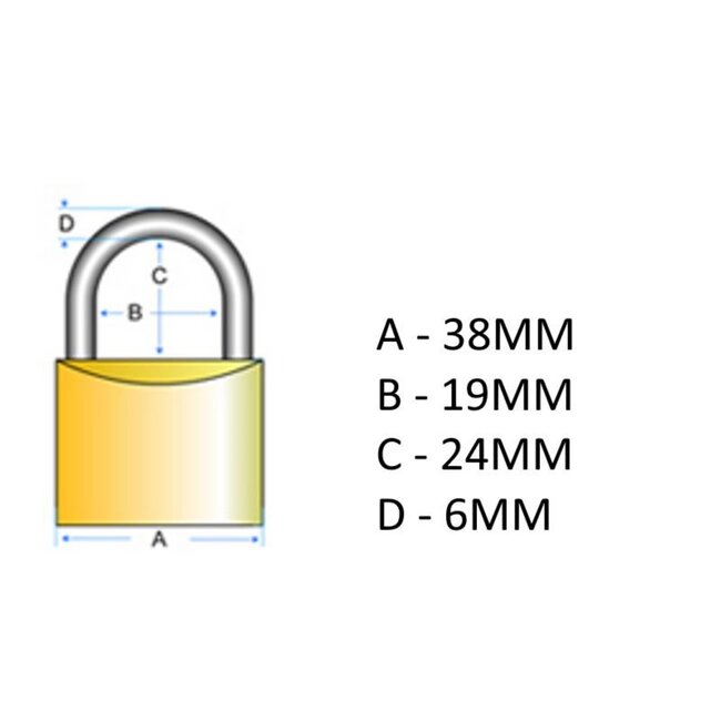 Stahlex Hangslot 38 mm - geharde beugel - goudkleurig - inclusief 3 sleutels