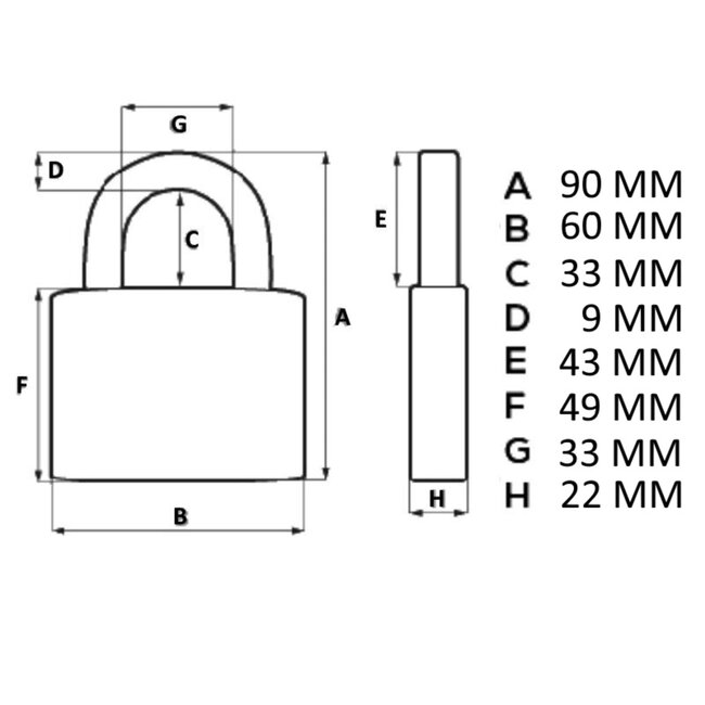 Stahlex Hangslot - 60 mm - Inclusief 3 sleutels - Veiligheidscategorie A