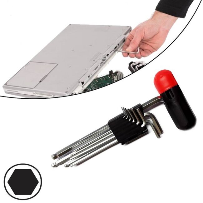 Benson 10-delige inbussleutelset - bolkop - chroom vanadiumstaal - uitvouwbare houder - grote greep