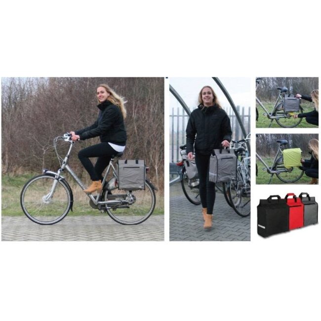 Lastpak Fiets pakaftas met regenhoes - 20 liter - zwart - extra opbergvak - reflectiebanden