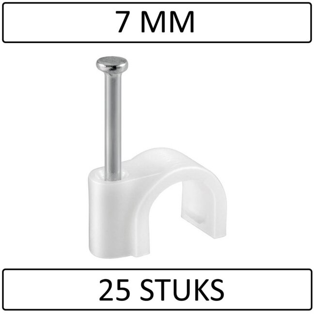 Benson Snoerclips - Kabelbeheer - 7 mm - Wit - 25 stuks