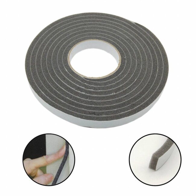 Benson Tochtstrip zwart foam - zelfklevend - 1,8 cm x 4 m - 8 mm dik