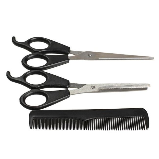 Benson Kappersset - 3-delig - knipschaar, uitdunschaar en kam - zwart