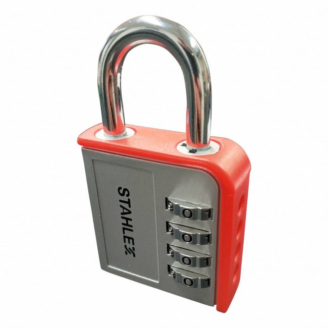 Stahlex Hangslot met cijfercode - aluminium - 85 mm - 4-cijferige combinatie - set van 7