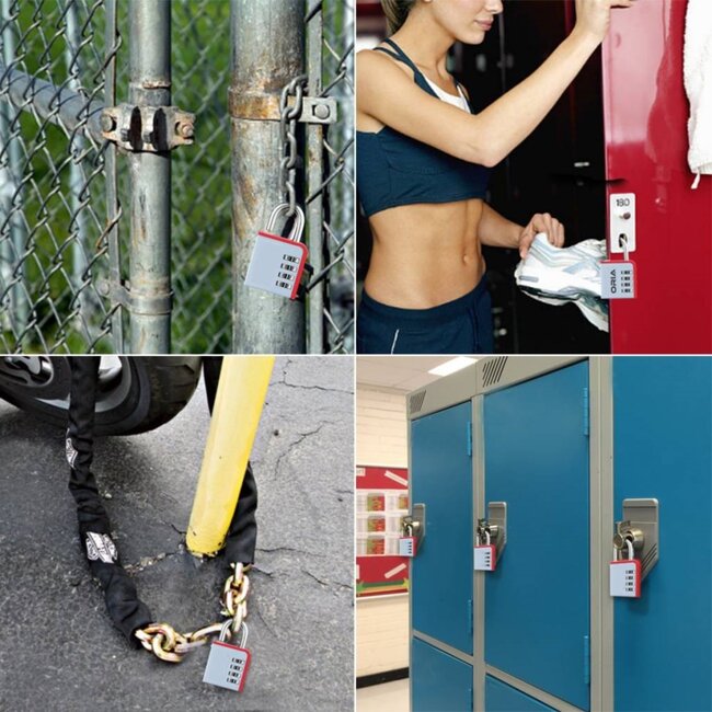 Stahlex Hangslot met cijfercode - aluminium - 85 mm - 4-cijferige combinatie - set van 7