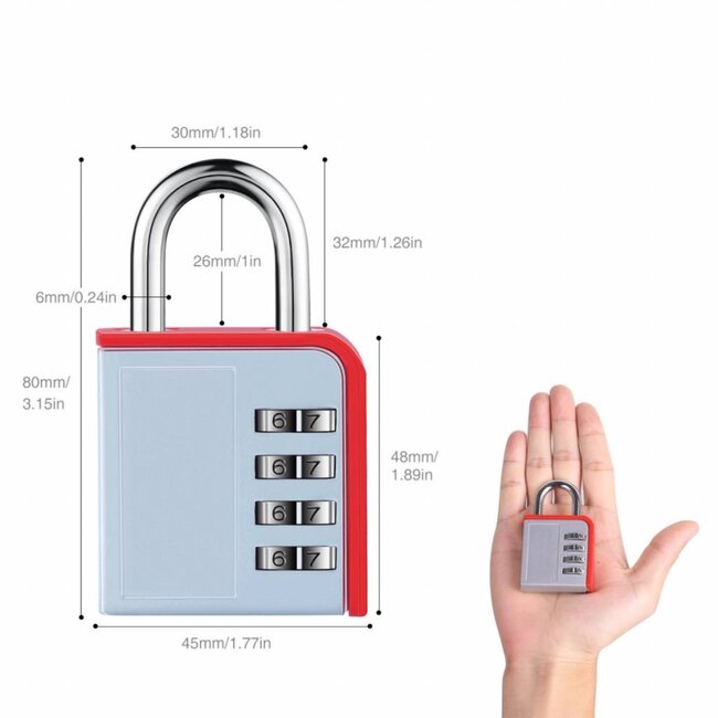 Stahlex Hangslot met cijfercode - aluminium - 85 mm - 4-cijferige combinatie - set van 7