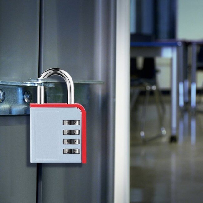 Stahlex Hangslot met cijfercode - aluminium - 85 mm - 4-cijferige combinatie - set van 7