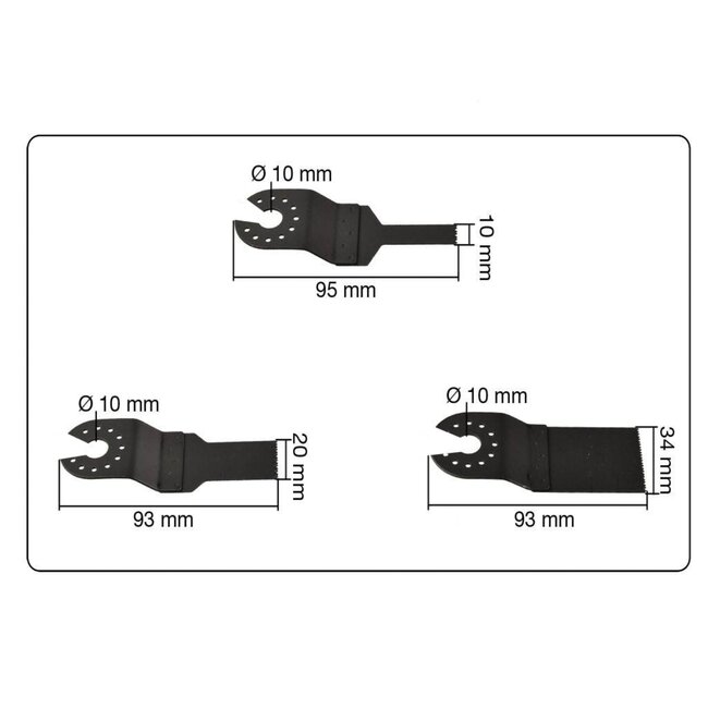 Hofftech Multitool zaagblad set - 3-delig - veelzijdig - precisie - 10 mm, 20 mm, 35 mm