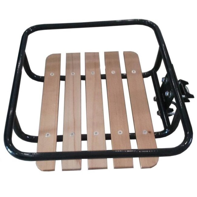 Benson Stalen fietsvoordrager - Houten steun - 24-28 inch - Zwart - Inclusief montagemateriaal