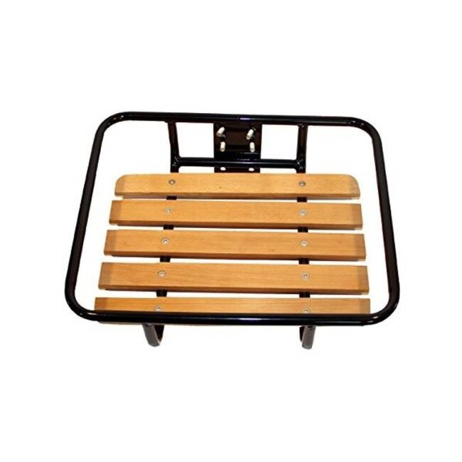 Benson Stalen fietsvoordrager - Houten steun - 24-28 inch - Zwart - Inclusief montagemateriaal