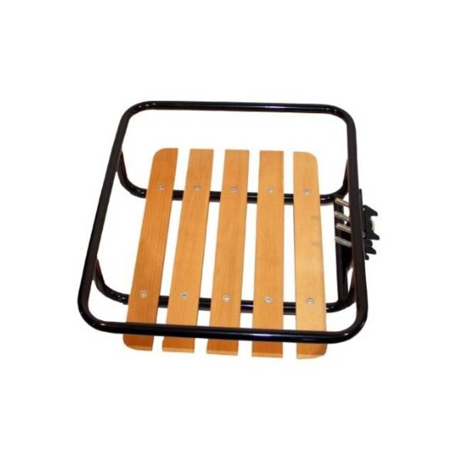 Benson Stalen fietsvoordrager - Houten steun - 24-28 inch - Zwart - Inclusief montagemateriaal