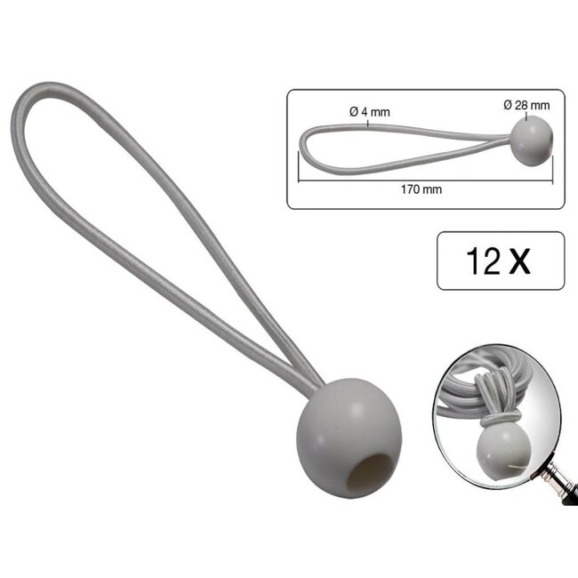 Benson Elastiek met bal - 170 mm - wit - 12 stuks - veelzijdig gebruik