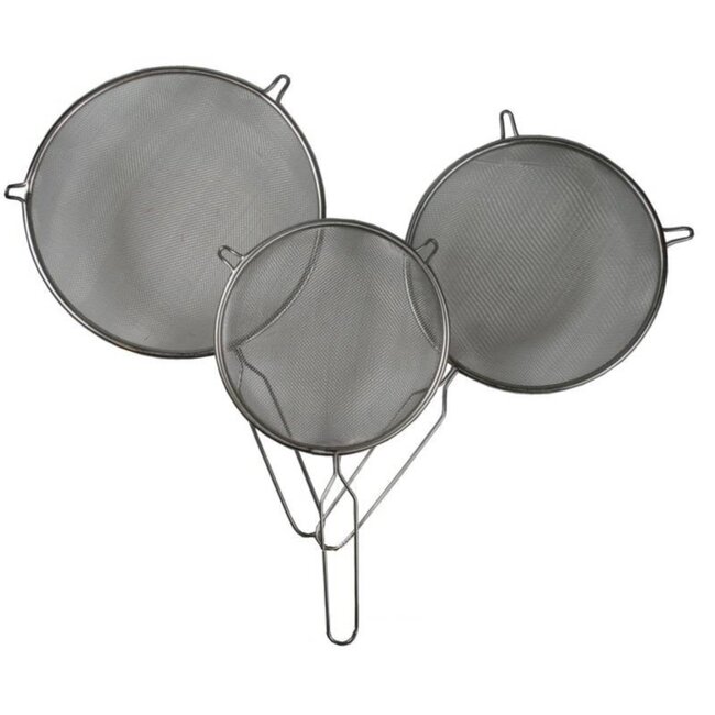 Benson Drie-delige roestvrijstalen keukenzeef set - veelzijdig en duurzaam - 16 cm, 18 cm, 21 cm