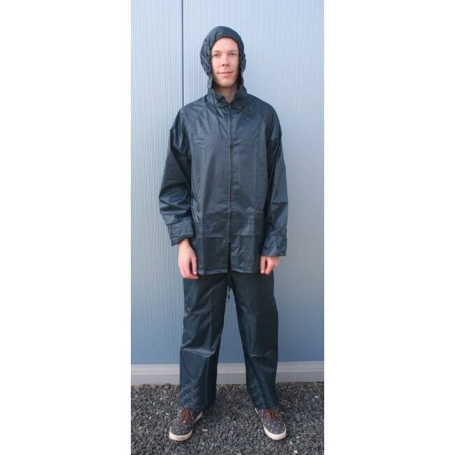 Lastpak Regenpak met capuchon - wind- en waterdicht - blauw - maat XXXL