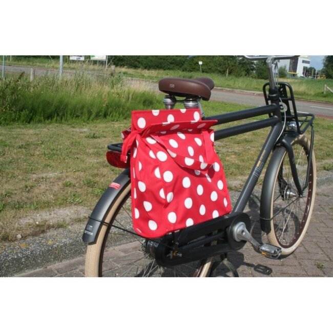 Lastpak Fiets afpaktas - Polkadot rood - 20 liter - Multifunctioneel