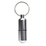 Benson Zilveren aluminium pillendoosje - waterdicht - met sleutelring - 25 × 85 mm